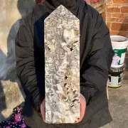 15LB Natural Crystal Point Aquatic Agate Tower Large size Quartz Obelisk minera