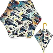 [ODAWA] Kids Umbrellas Spaceships J Handle Golf Stick Umbrella
