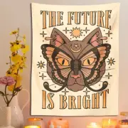 Sun Moon Cat Tapestry Wall Hanging Tarot Retro Black White Cat Psychedelic Love