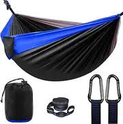 Double Camping Hammock, Portable Hammocks with 2 Tree Straps, Two Person Hammocks with 210T Lightweight Nylon Parachute Hammock for Backpacking, Outdoor, Beach, Travel, Hiking