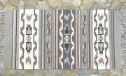 Hand Woven Oaxacan Zapotec 30"x59" Natural Geometric Wool WeavingTapestry Rug