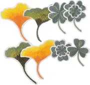OSALADI 8pcs Self-Adhesive Patches: Shamrock Self-Adhesive Embroidered Patch - Shamrock Ginkgo Leaf Fabric Stickers for Clothes - Decorative Patches for Creative DIY Fashion