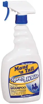 Mane n Tail Spray 'n White SPRAY ON SHAMPOO 32 oz. Horse Conditioner Whitener