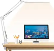 LED Desk Lamp, brightower Adjustable Swing Arm Table Lamp with Clamp, Eye-Caring Architect Desk Light, Dimmable Lamp for Home Office with USB,3 Lighting Modes with 10 Brightness Levels,12W (White)