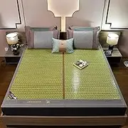 Snaweo Foldable Double Sided Bamboo Mat for Bed, Breathable Double-Sided Sleeping Pad Straw Mat, Sum mer Bamboo Sleeping Mat, Rattan Cooling mat, Adults and Seniors