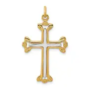 Sterling Silver Rhodium-Plated & Gold-Tone Cross Pendant