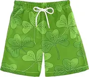 [Caihoyu] St. Patrick's Day Shamrocks Green Boys Swimming Shorts Teens Swimming Suit 8T