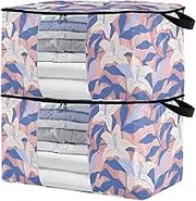 sanluoli 90L 2 Pack Under Bed Shoe Organizer with Reinforced Handles, clear window Clothing Storage Closet