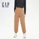 Gap 男童裝 Logo刷毛束口鬆緊棉褲 碳素軟磨系列-棕色(836648)