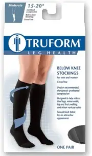 Truform 9808 Compression Stockings, BLACK 15-20 mmHg, Below Knee Men Women