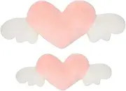 1 Set Heart Shaped Car Headrest Lumbar Support Pillow with Wing Decor Cute Back Support Cushions for Comfortable Driving for Car Seats