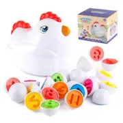 Chicken Toy Easter Egg Shape Sorter, Fine Motor Toys And Sensory Toys for Toddlers Kids Matching Color Sorting Eggs