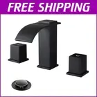 Matte Black Waterfall Bathroom Faucet Set with Copper Valve - Easy Install