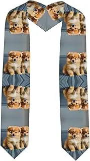 [SKKNT] Pomeranians Puppies And Point Print Graduation Shawl Stole For Academic Commencements Honor Sash Congratulations Gift