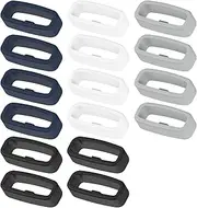 [T Tersely] 16 Pack 20mm Loops Fastener Ring for Garmin Vivoactive 6/5/3 Band,SQ 2,Forerunner 245 645/ Fitbit Versa 1 2 3 SE Lite Sense Strap, Replacement Secure Rings for Fenix 6S 5S Bands Holder Loop,White+Black+Navy+Grey