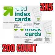 Ruled Index Cards 3"x5" White Lined Flashcards 2 pks of 100 (200 Total) Up & Up