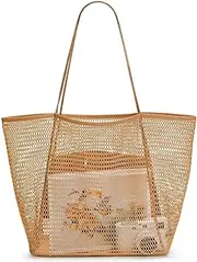 [Generic] Beach Mesh Tote Bag, Casual Tote Bag Women Foldable Shoulder Bag For Beach Picnic Vacation