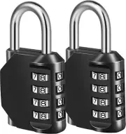 Fayleeko Combination Lock, 4 Digit Padlock for School Gym 2 Pack, Black