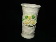 Handmade Cornerstone Creations Porcelain Ornate Vase With Applied Yellow Roses