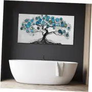 Wall Art Living Room - Blue Tenacious Tree of Life Abstract Landscape Large