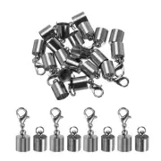 10Pcs Cord End Caps, 7.5mm End Caps Barrel Beads Kumihimo Iron (Black)