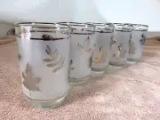 NEW - Vintage Libby Silver Frosted Leaf Drinking Glasses 4 1/2” Tall- Set of 5