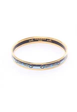 二奢 Pre-loved Hermès Enamel PM bangle GP Cloisonne Light blue multicolor