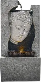 Indoor Desktop Environment Zen Buddha Tabletop Water Fountain 24" Waterfall with LED Light for Indoor Table Desk and Outdoor Terrace Garden Desktop Environment Waterfall