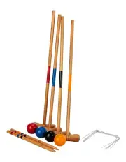 [Jenjo] Wooden Outdoor Mini Croquet Set With 4 Mallets