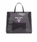 NWT Prada sequinned logo-print Black mesh tote bag