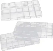 Mikinona Artificial Nail Holder Box 3 Pack Fake Nails Storage Container Manicure Box Detachable Lid for Nail Pieces