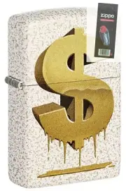 Zippo 49681 Drippy Dollar Design Mercury Glass Lighter + FLINT PACK