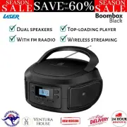 Laser Bluetooth CD MP3 Boombox with FM Radio Portable Music Player Speaker Black