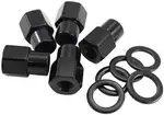 Aeroflow M12 X 1.50mm .550" Shank Open Wheel Nuts Black (5 Pack) - AF3016-6000