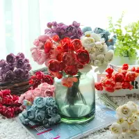 在飛比找樂天市場購物網優惠-秋色仿真玫瑰花束絹花手捧花客廳假花餐桌上面花瓶裝飾插花藝擺件