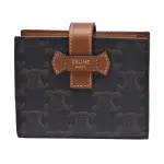 【CELINE】經典TRIOMPHE品牌字母LOGO羊皮短夾(黃褐色10H262DB7.04LU)