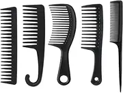 5 pcs Hair Comb Set,Wide Tooth Comb for Detangling,Fine Tooth Rat Tail Comb for Styling,Shower Comb with Hook Women Men
