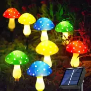 Solar Powered Mushroom Fairy String Lights Outdoor Garden Ornaments Waterproof