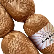 [KnitPal] Retro-Glam Metallic Yarn for Crocheting, 57% Acrylic and 43% Polyester - Soft Glitter Yarn for Crocheting - 3 DK Weight/Light Worsted Yarn - Bulk Size 4 Skeins, 1280yds/400g (Rose Gold)