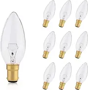 B15 Candle Bulb, 10 Pack SBC Candle Bulbs 25W, SBC B15 Bayonet Bulb Dimmable, Warm White 2700K, 250 Lumens