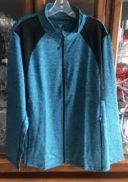 Livi Full Zip Jacket Women 26/28 Space-dye Black & Teal Stretch Active Wear NWT
