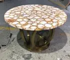 Natural Agate Coffee Table | Crystal Gemstone Agate Stone Table | Luxury Arts