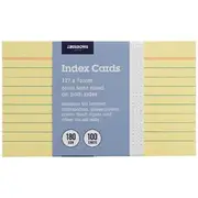 J.Burrows Index Cards Ruled 127 x 76mm Yellow 100 Pack