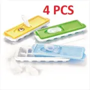 Ice Cube Tray with Lid/Cover, BPA Free, 4 Pcs mix color