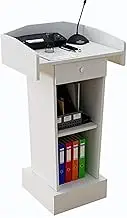 Lectern Podium Stand, Lectern Podium Stand,Solid Wood Full Floor Lectern, Mahogany, Standing Lectern Podium, Multi-Purpose Workstation with Storage Shelf for School Company,