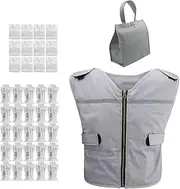 Cooling Vest, Lightweight Ice Block Cooling Vest with 25 Ice Bag + 12 Bubble Bag + 1 Insulation Bag, Suitable for High Temperature Outdoor Sports Activities