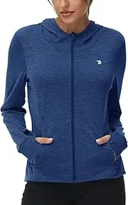 [TBMPOY] Womens UPF 50+ Sun Protection Hoodie Jackets Light Weight Long Sleeve Shirts Hiking Outdoor Full Zip Tops