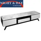 Tv Entertainment Unit Marble Stone Top Lucca 2m With Solid Oak Legs 3 drawers