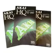 Akai HQ E-180 High Quality Standard Blank VHS Tapes x 3 New & Sealed