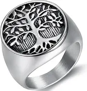 [Generic] Tree of Life Round Signet Ring Titanium Steel Ring Men's Jewelry Personalized Ring